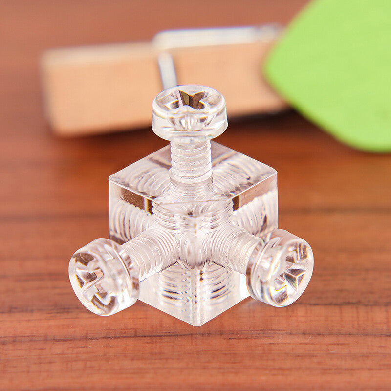 100pcs Clear Acrylic Six-Side Box Cubes Right Angle Corner Braces Block Joint Brackets + Screws