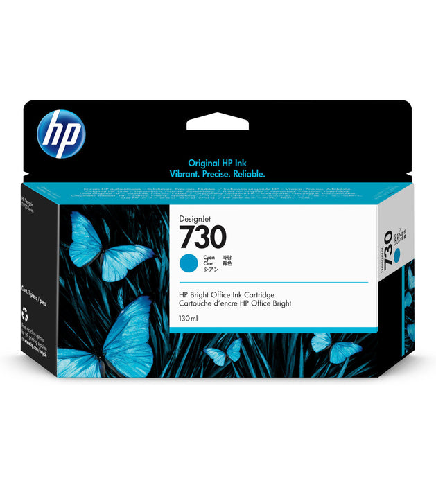 Cartucho de tinta cian DesignJet HP 730 de 130 ml para HP DesignJet T1600, T1600dr, T1700, T1700dr, T2600, T2600dr - P2V62A