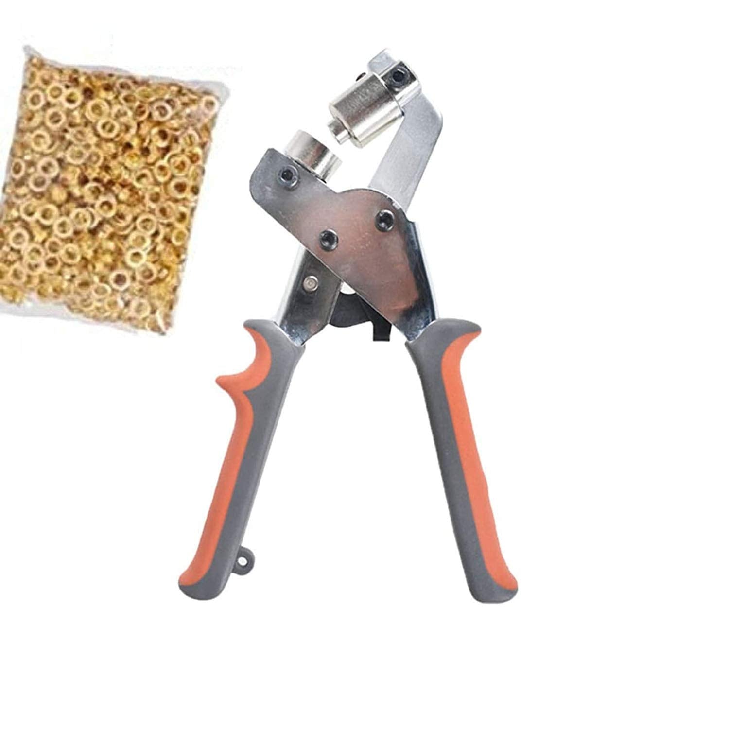 Handheld Hand Press Grommet Machine Portable Grommet Tool w/ 500 Grommet Eyelet for Vinyl Banner Sign Piler - 6mm (Silver or Gold Grommet)