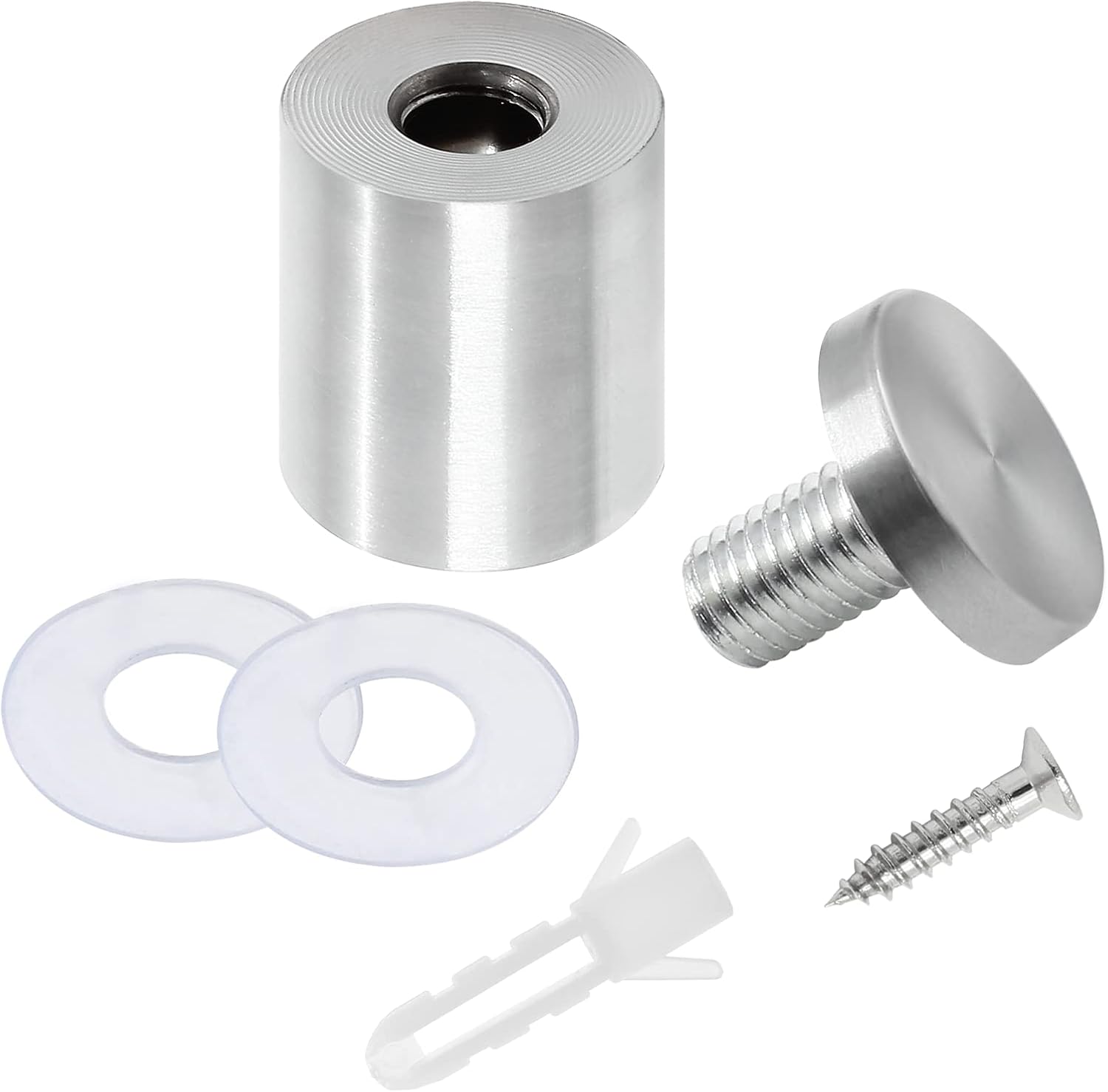 Stainless Steel Standoff Screws Wall Sign Advertising Nail for Hanging Acrylic Picture Frame (Silver) - 12pcs (1" x 1-5/8")