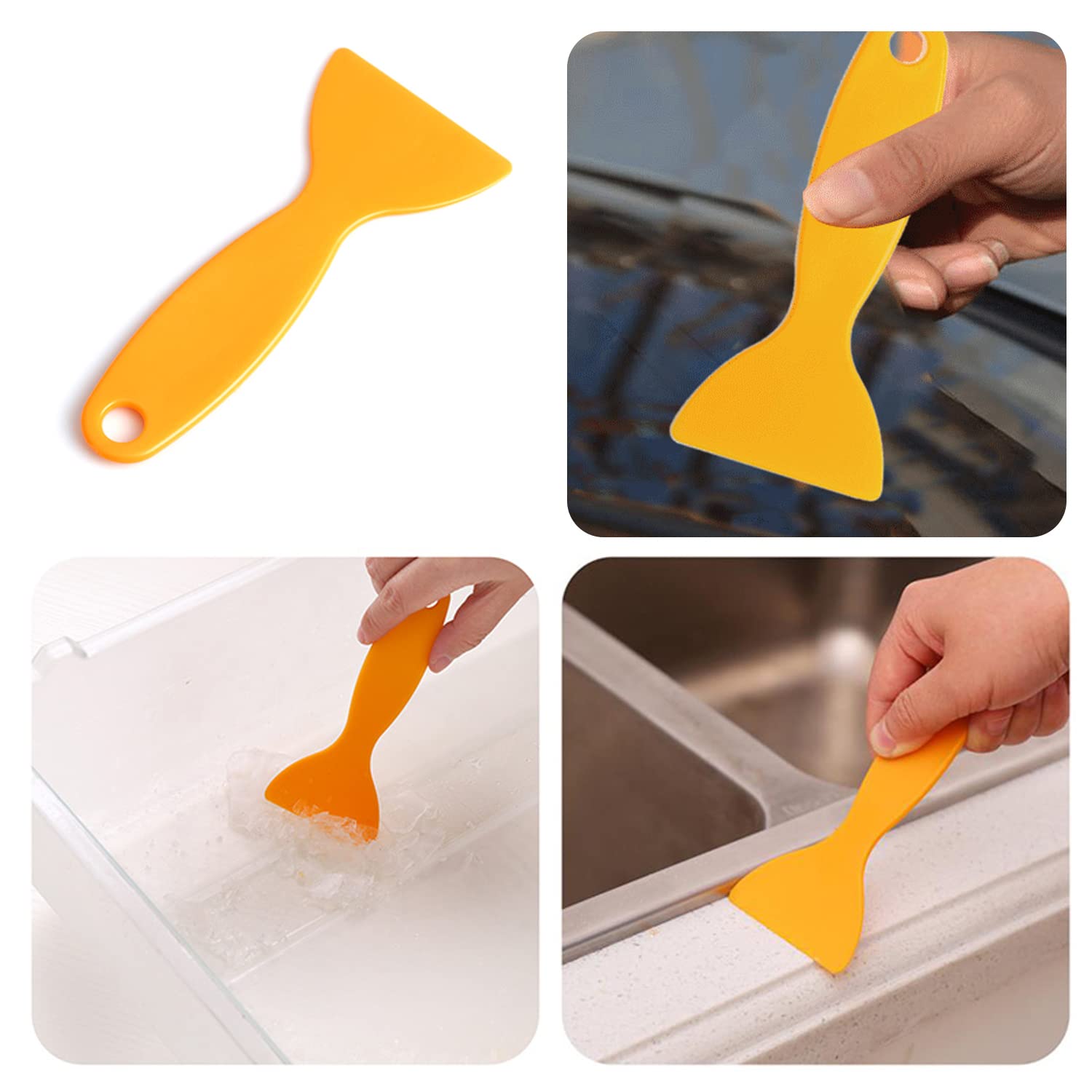 Leak Sealing Tool Yellow Hard Plastic Scraper for Spatula, Patching, Wallpaper and Car Putty (13 x 6cm) - 5pcs