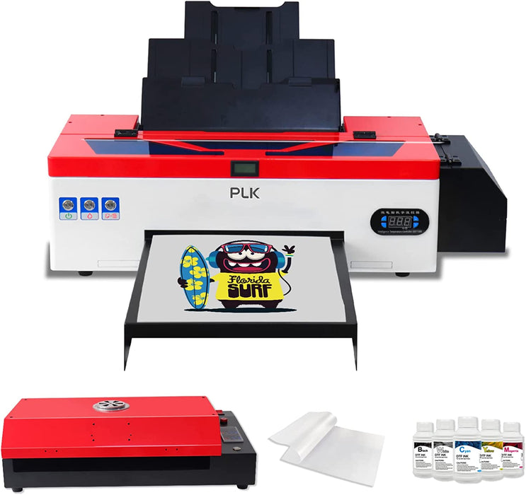 Impresora DTF A3, L1800, impresora de transferencia de camisetas con tinta blanca circulante para impresión directa de camisetas, sudaderas y telas (impresora DTF + horno + 5 unidades de 250 ml)