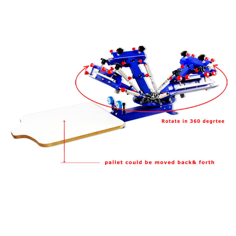 4 Color Silk Screen Printing Kit Press Printer & Full Materials Package Supply