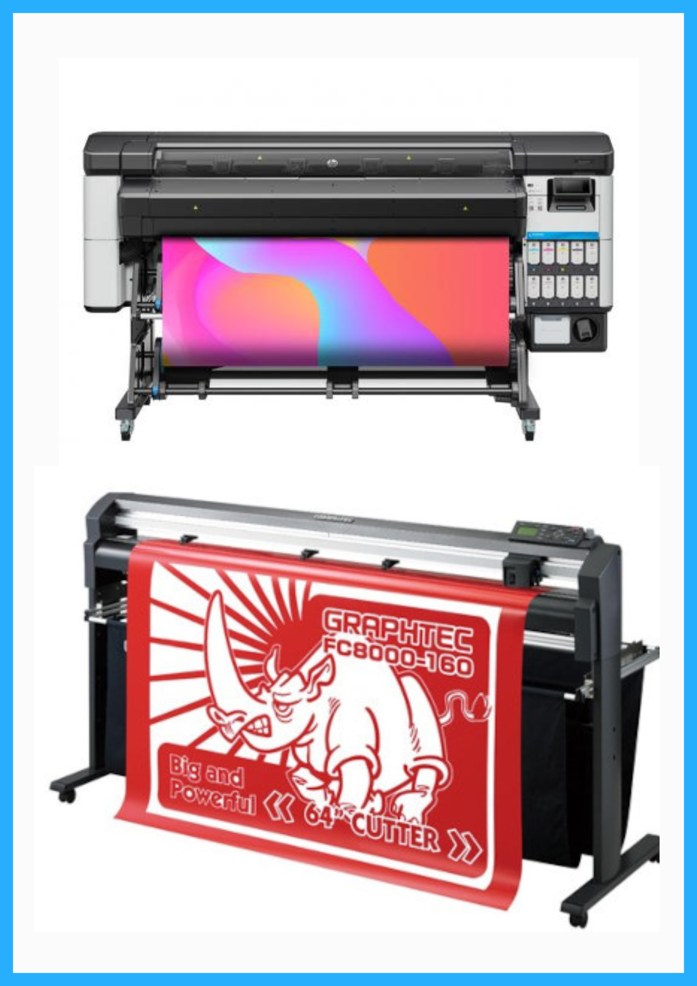 PAQUETE - Impresora HP Latex 630 W de 64" - Nueva + Plotter de corte de vinilo Graphtec FC8000-160 de 64" - Reacondicionado (1 año de garantía)