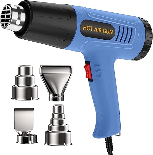Vinyl High-Performance Wrap Heat Gun Adjustable Temperature, Overload Protection Hot Air Gun Kit Nozzles (Knob Stepless Temperature Control)