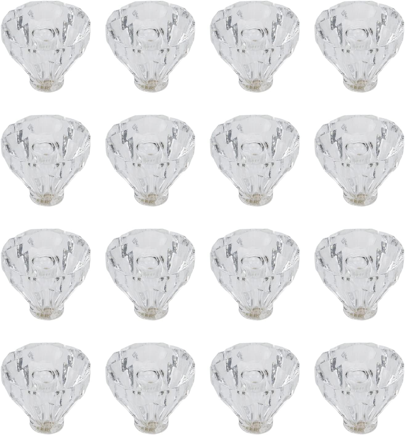 16pcs x 25mm Crystal Clear Acrylic Dresser Knob Diamond-Shaped Drawer Knobs Pulls Handles Wardrobe Kitchen Pull Furniture Hardware