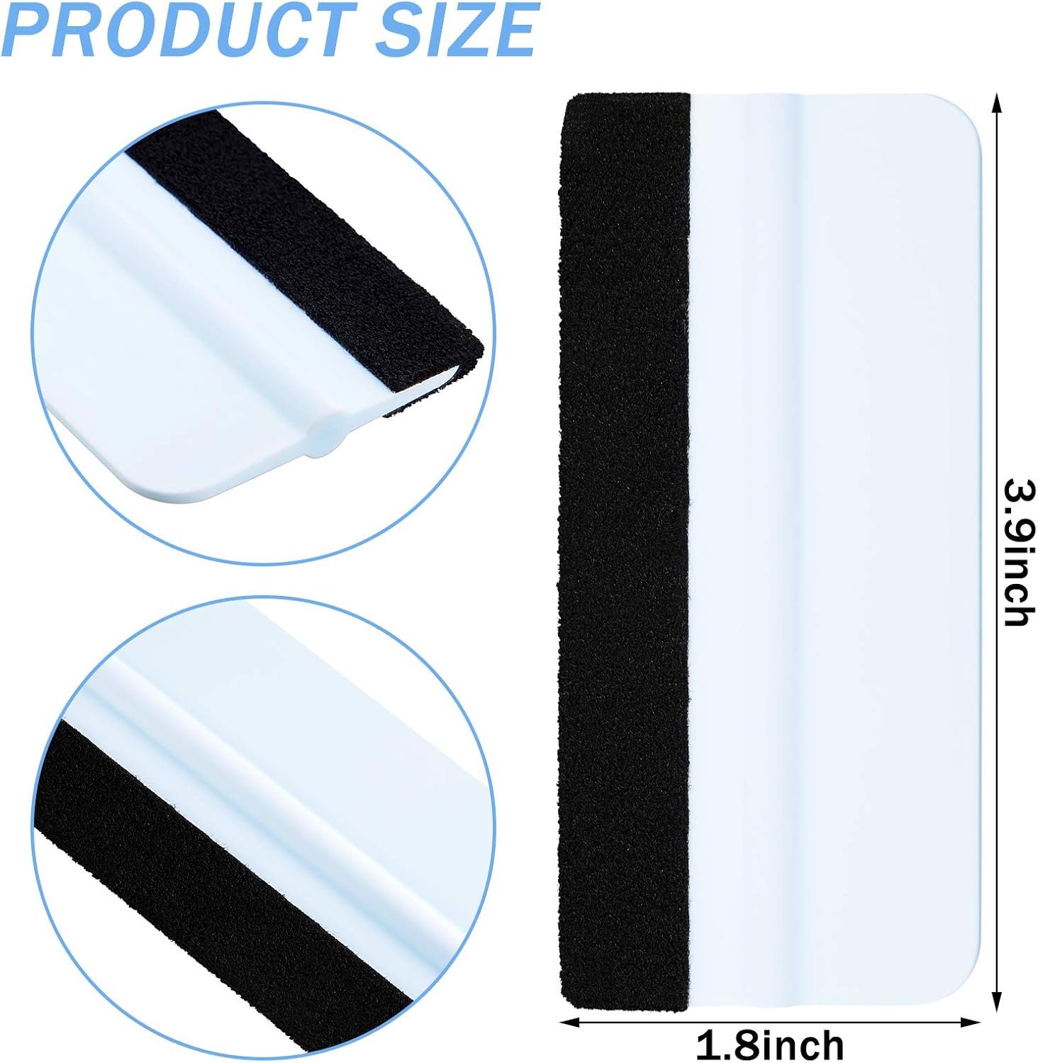 Mini Vinyl Wrap Plastic Felt Edge Squeegee (10cm x 4.5cm) - 100pcs (White/Gold/Gray)