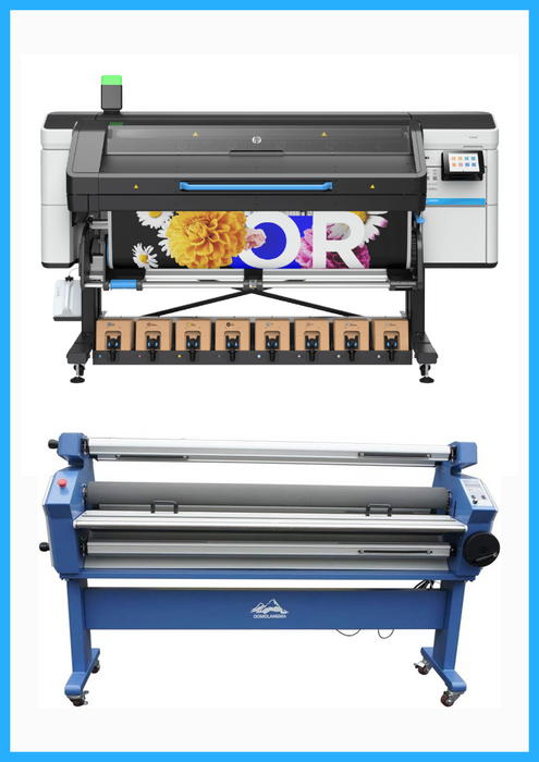PAQUETE - Impresora HP Latex 830 de formato ancho de 64" - Nueva + Laminadora en frío de formato ancho totalmente automática de 55" con asistencia térmica - Nueva