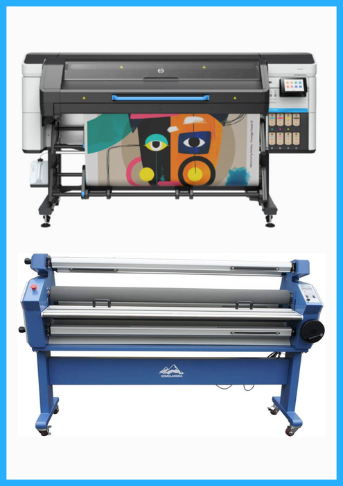 PAQUETE - Impresora HP Latex 730 de formato ancho de 64" - Nueva + Laminadora en frío de formato ancho totalmente automática de 55" con asistencia térmica - Nueva