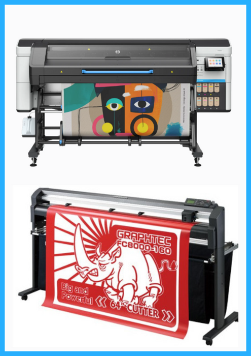 PAQUETE - Impresora HP Latex 730 de formato ancho de 64" - Nueva + Plotter de corte de vinilo Graphtec FC8000-160 de 54" - Reacondicionado (1 año de garantía)