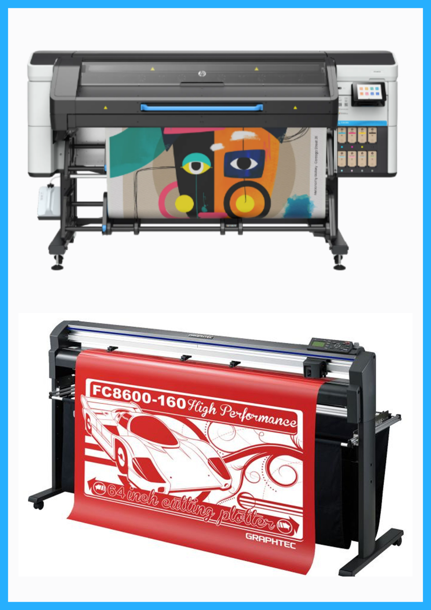 PAQUETE - Impresora HP Latex 730 de formato ancho de 64" - Nueva + Plotter de corte de vinilo Graphtec FC8600-160 de 64" - Reacondicionado (1 año de garantía)