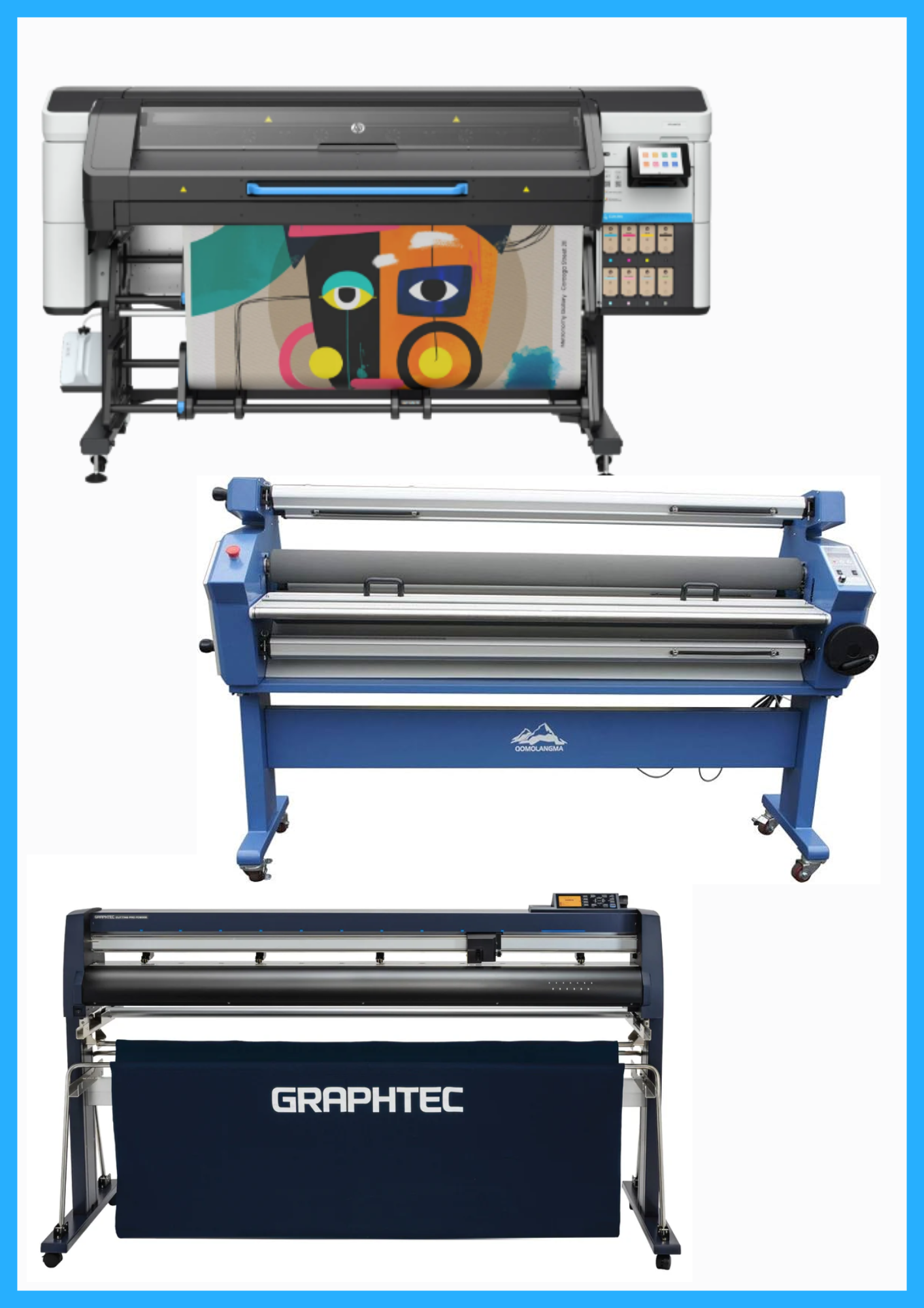 SOLUCIÓN COMPLETA - Impresora HP Latex 730 de 64" de formato ancho - Nueva + Cortadora Graphtec FC9000-160 de 64" de ancho - Nueva + Laminadora en frío de formato ancho totalmente automática de 55" con asistencia térmica - Nueva