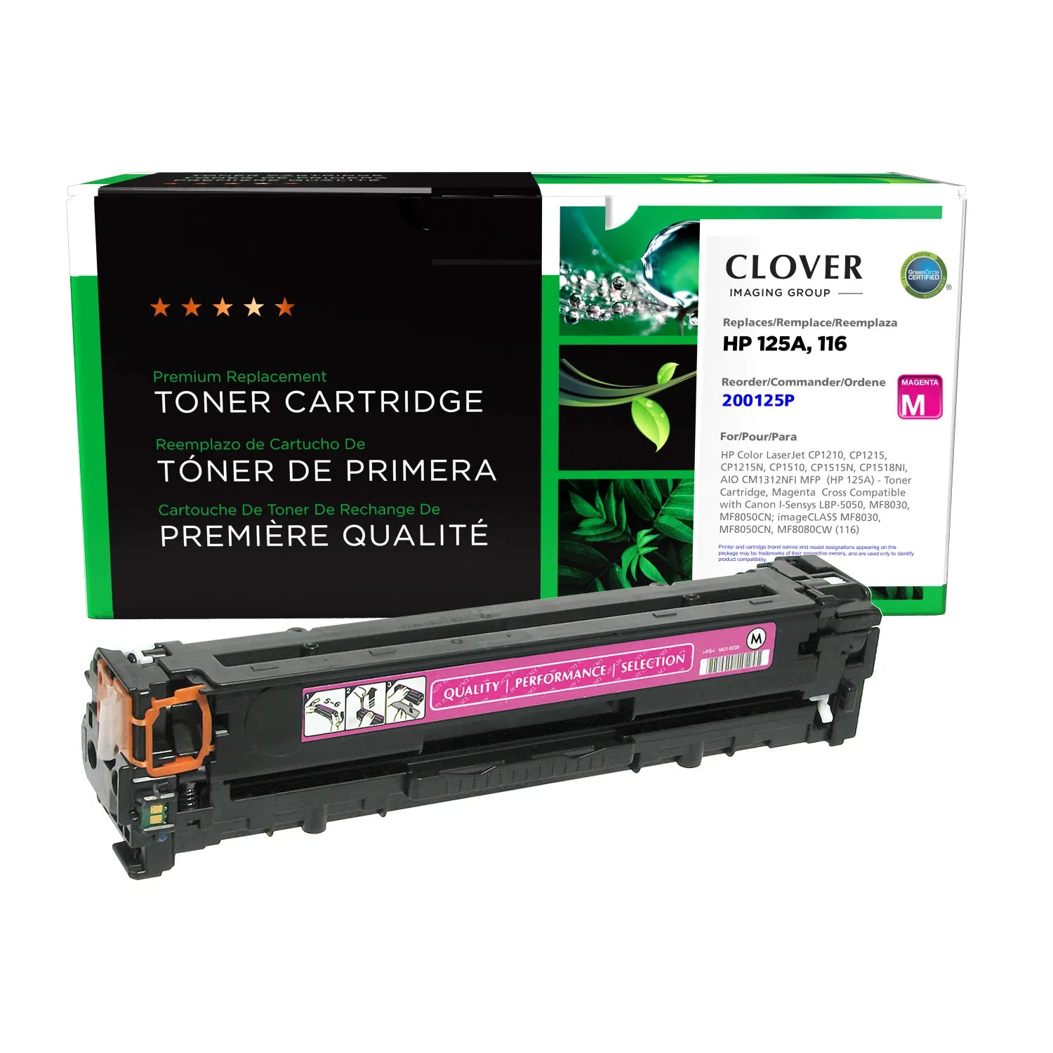 Clover Remanufactured Magenta Toner Cartridge for HP 125A (CB543A)