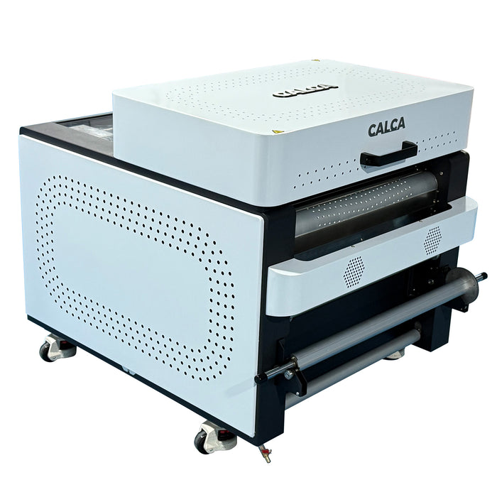 Secador y agitador de polvo compacto EcoSmart DTF de 24" de CALCA con reciclado automático y purificador de aire integrado