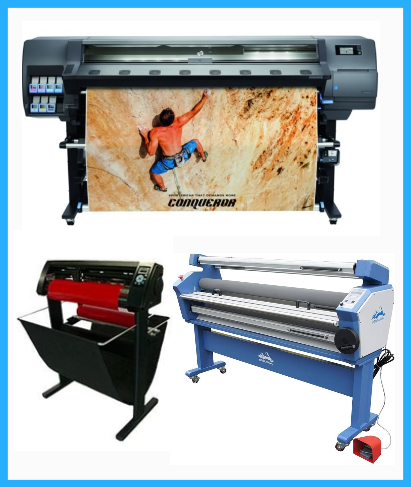 COMPLETE SOLUTION - HP Latex 335 64" Large-Format Printer - Refurbished (90 Days, 1, 2, 3 or 4 Years Warranty) + 55" Full-Auto Wide Format Cold Laminator with Heat Assisted + 53" 3 Arms Contour Cut Vinyl Cutter W/ Vinylmaster Cut Software