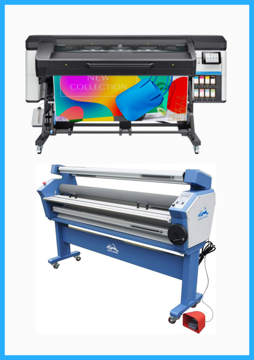 PAQUETE - Impresora HP Latex 700 de formato ancho de 64" - Reacondicionada (1 año de garantía) + Laminadora en frío de formato ancho totalmente automática de baja temperatura de 63" - Nueva