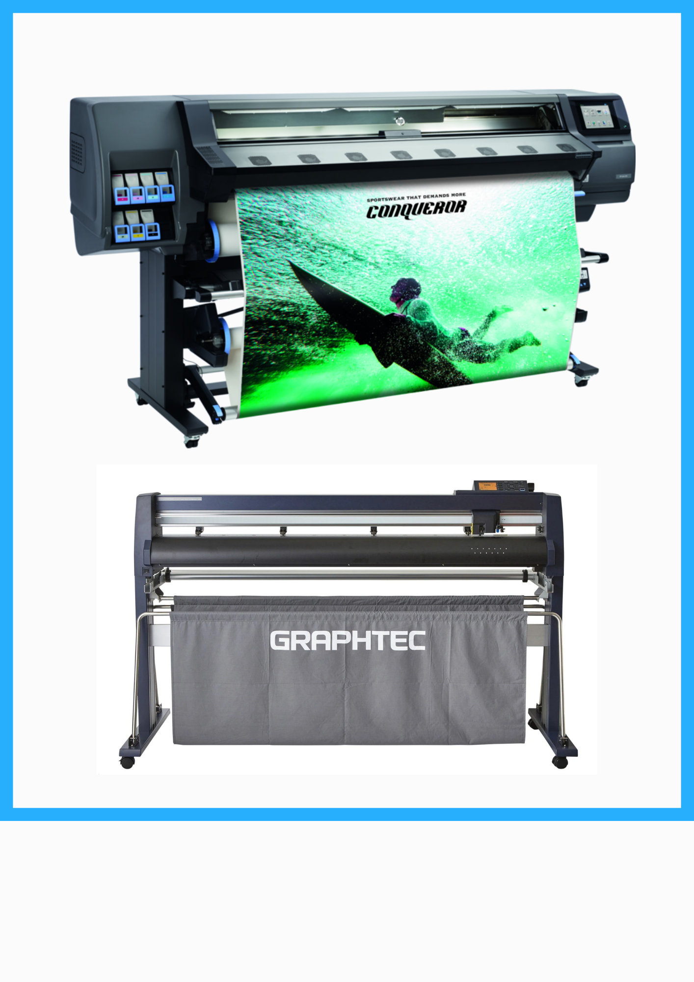 PAQUETE - Impresora de producción de gran formato HP Latex 365 de 64" - Reacondicionada (90 días, 1, 2, 3 o 4 años de garantía) + Cortadora Graphtec FC9000-140 de 54" (137,2 cm) de ancho - Nueva