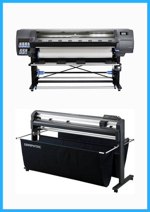 PAQUETE - Impresora HP Latex 330 de 64" - Reacondicionada (90 días, 1, 2, 3 o 4 años de garantía) + Plotter de corte de vinilo Graphtec FC8000-130 de 54" - Reacondicionado (90 días de garantía)