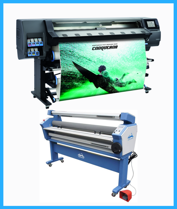 PAQUETE - Impresora de producción de gran formato HP Latex 365 de 64" - Reacondicionada (90 días, 1, 2, 3 o 4 años de garantía) + Laminadora en frío Ving de 63" totalmente automática de baja temperatura y formato ancho mejorada, con asistencia térmica