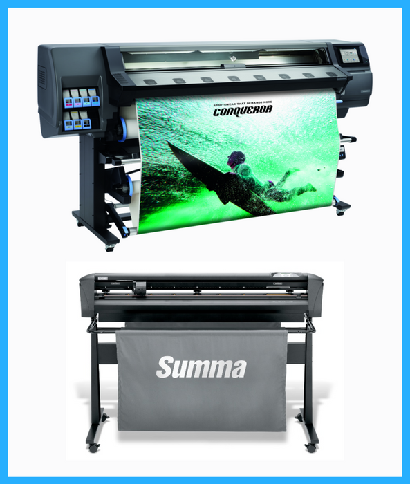 PAQUETE - Impresora de producción de gran formato HP Latex 365 de 64" - Reacondicionada (90 días, 1, 2, 3 o 4 años de garantía) + Cortadora de vinilo Summa S Clase 3 D160 de 62" - Nueva