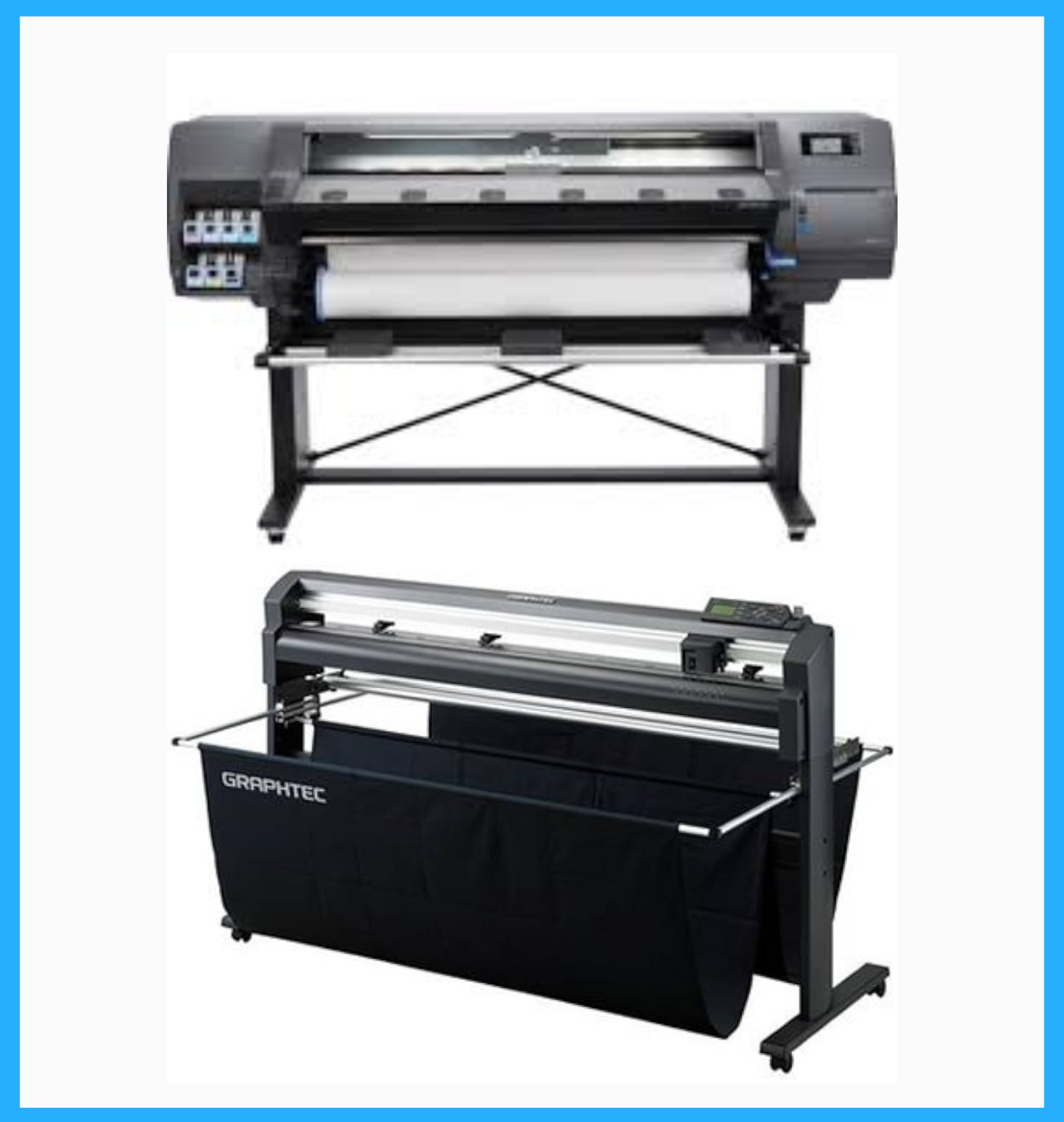 PAQUETE - Impresora HP Latex 110 de 54" - Reacondicionada (90 días de garantía) + Plotter de corte de vinilo Graphtec FC8000-130 de 54" - Reacondicionado (90 días de garantía)