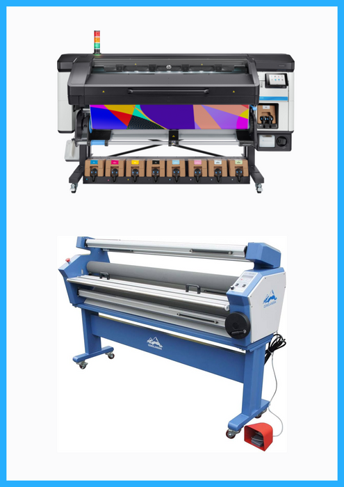 PAQUETE - Impresora HP Latex de 800 W y 64" de formato ancho - Reacondicionada (1 año de garantía) + Laminadora en frío de formato ancho totalmente automática de baja temperatura de 63" - Nueva