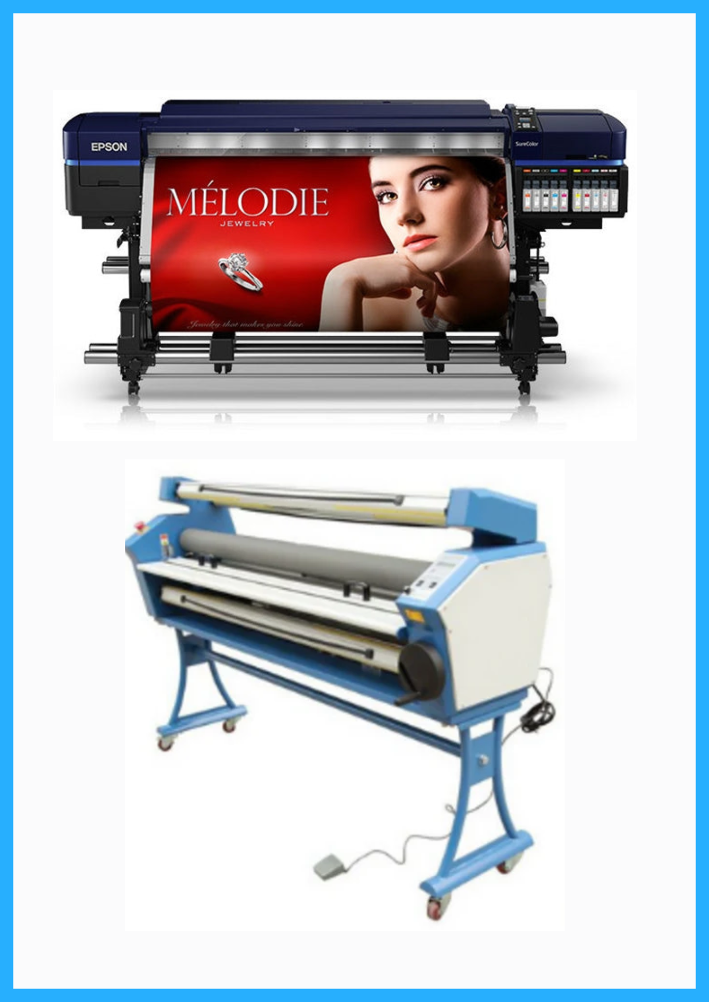 BUNDLE - Epson Surecolor S80600 Production Edition 64" Solvent Printer (Refurbished) + 55" Full-Auto Wide Format Cold Laminator with Heat Assisted (New)