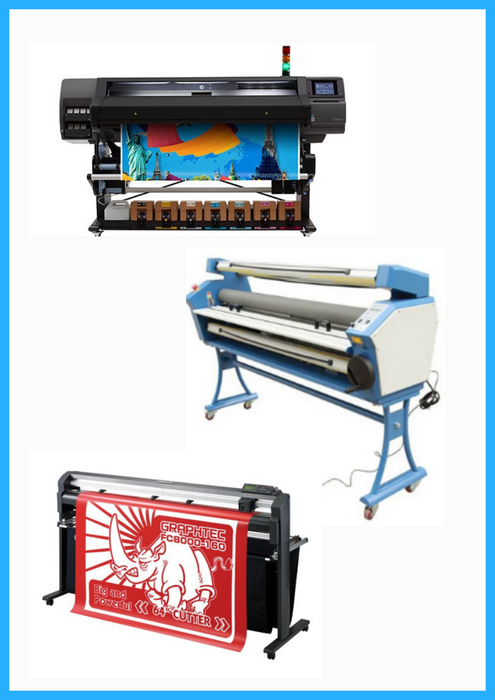 COMPLETE SOLUTION - HP Latex 570 64" Printer - Refurbished (90 Days, 1, 2, 3 or 4 Y/Warranty) + 64" Graphtec FC8000-160 Vinyl Cutting Plotter - Refurbished (90 Days, 1, 2, 3 or 4 Y/Warranty) + 63" Full-auto Low Temp. Wide Format Cold Laminator