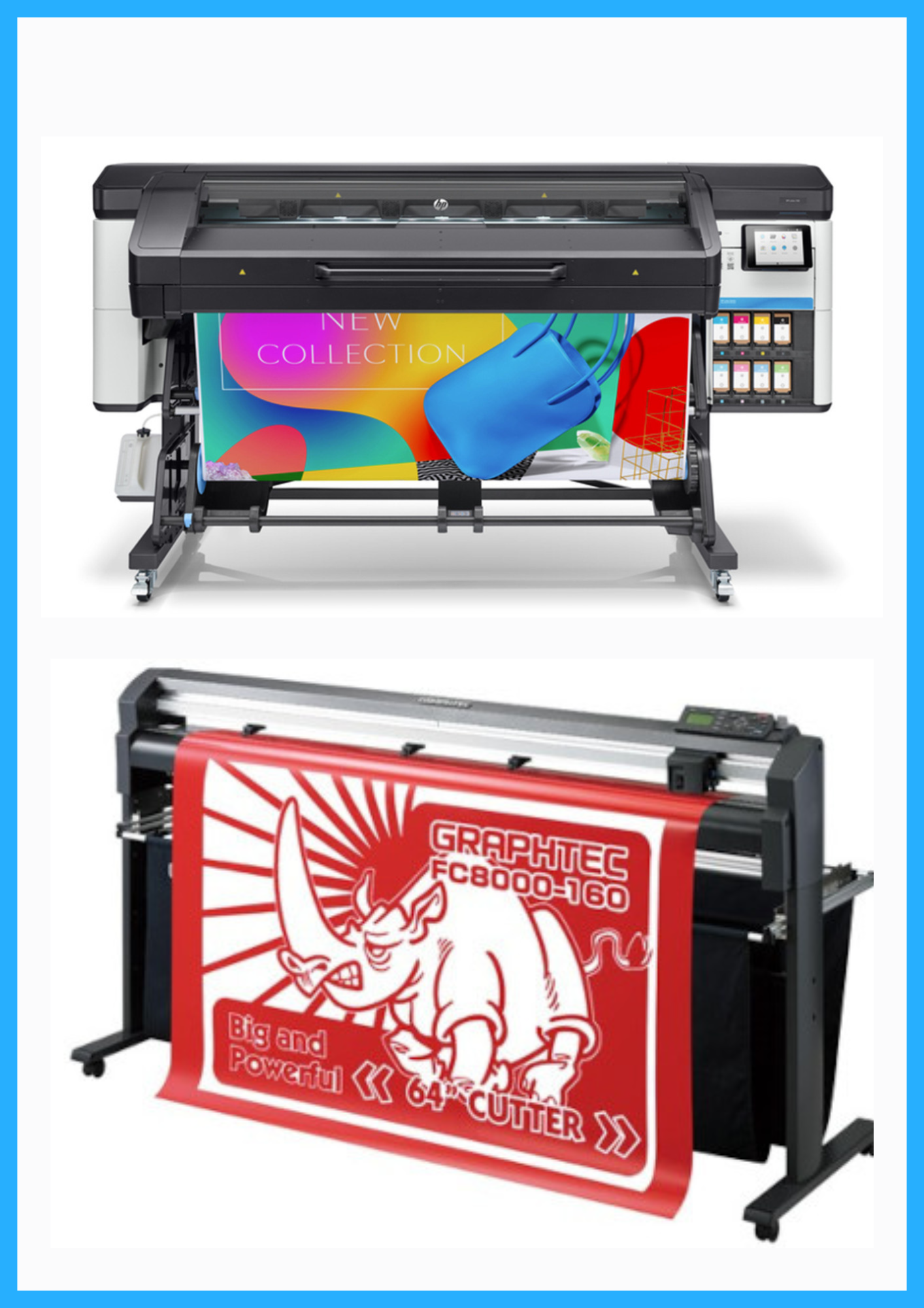PAQUETE - Impresora HP Latex 700 de formato ancho de 64" - Reacondicionada (1 año de garantía) + Plotter de corte de vinilo Graphtec FC8000-160 de 64" - Reacondicionado (1 año de garantía)
