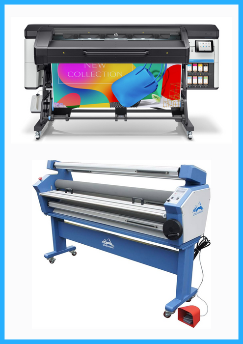 PAQUETE - Impresora HP Latex 700 de formato ancho de 64" - Reacondicionada (1 año de garantía) + Laminadora en frío automática de formato ancho de 55" con asistencia térmica - Nueva