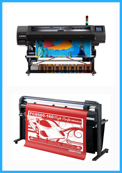 PAQUETE - Impresora HP Latex 570 de 64" - Reacondicionada (90 días, 1, 2, 3 o 4 años de garantía) + Plotter de corte de vinilo Graphtec FC8600-160 de 64" - Reacondicionado (90 días, 1, 2, 3 o 4 años de garantía)