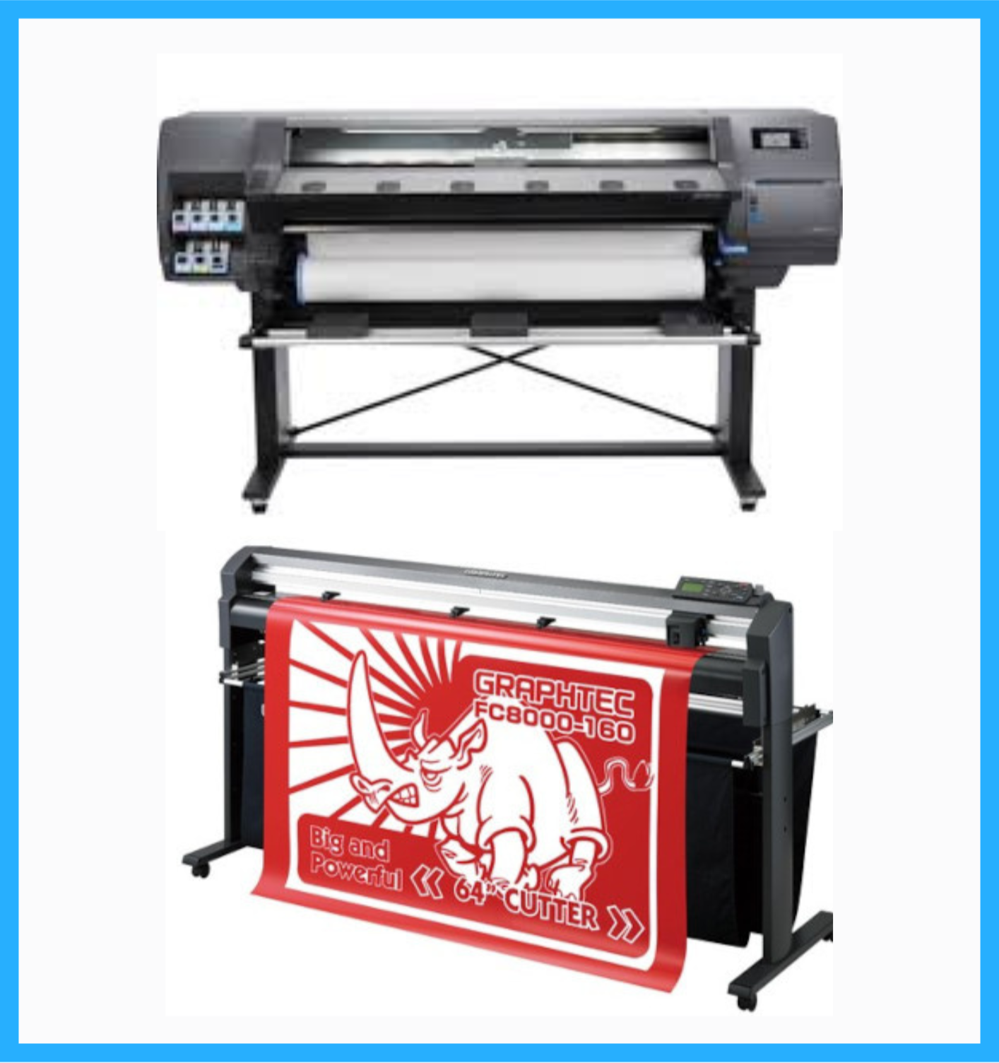 PAQUETE - Impresora HP Latex 110 de 54" - Reacondicionada (90 días de garantía) + Plotter de corte de vinilo Graphtec FC8000-160 de 64" - Reacondicionado (90 días de garantía)