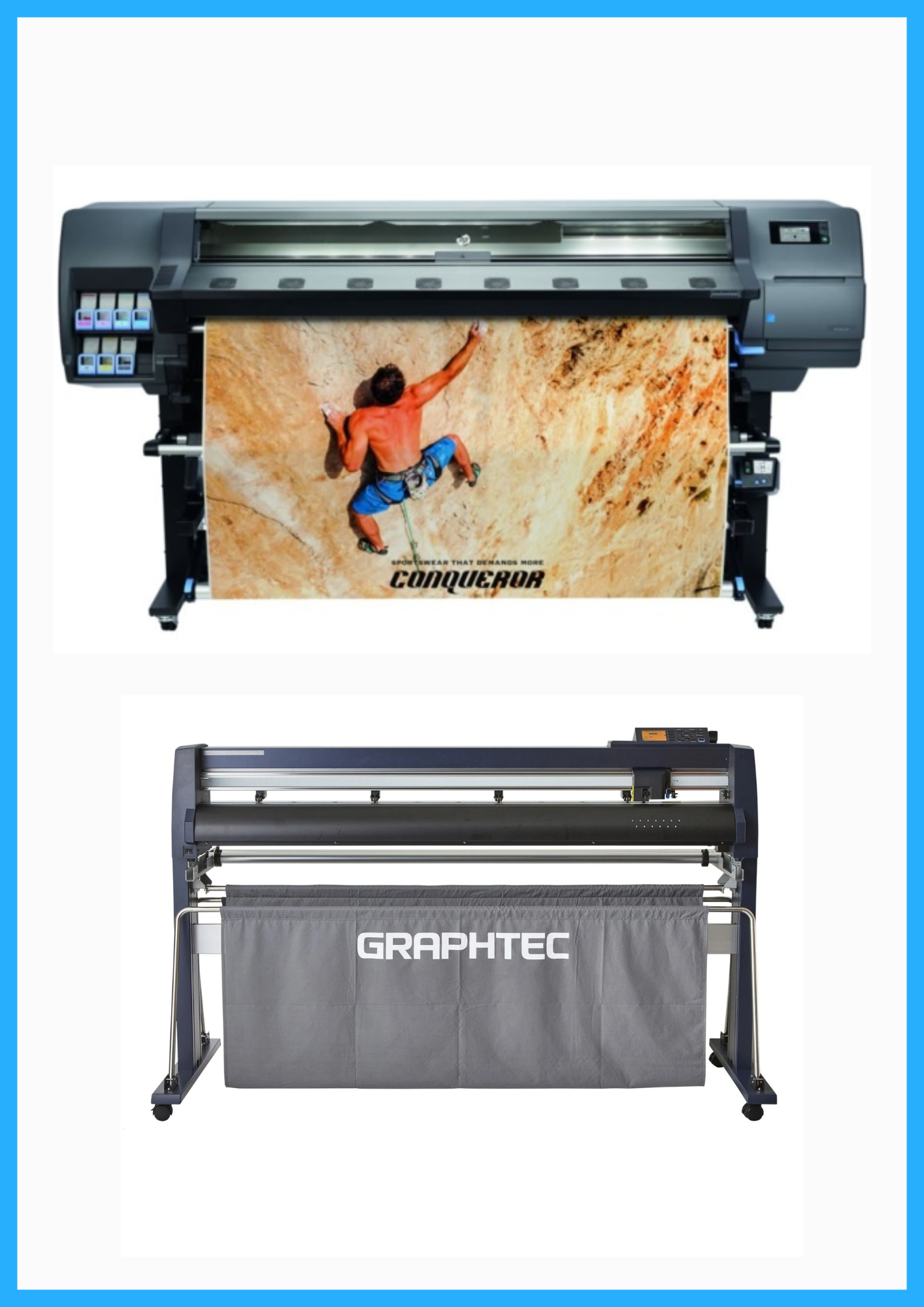 PAQUETE - Impresora HP Latex 335 de gran formato de 64" - Reacondicionada (90 días, 1, 2, 3 o 4 años de garantía) + Cortadora Graphtec FC9000-140 de 54" (137,2 cm) de ancho - Nueva