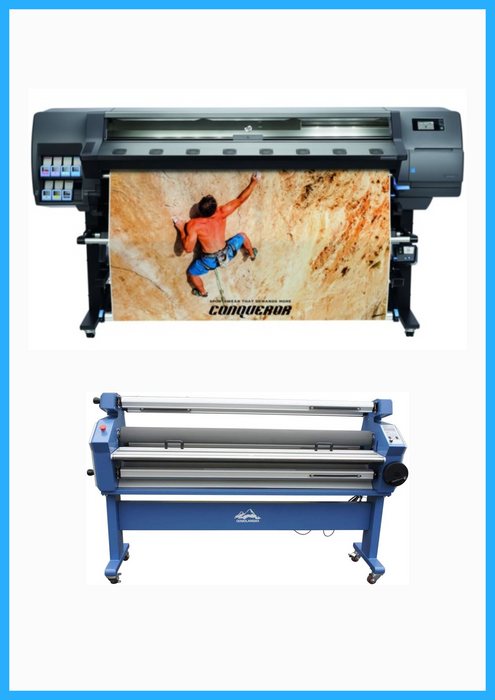 PAQUETE - Impresora HP Latex 335 de 64" de gran formato - Reacondicionada (90 días, 1, 2, 3 o 4 años de garantía) + Laminadora en frío de formato ancho totalmente automática de 55" con asistencia térmica