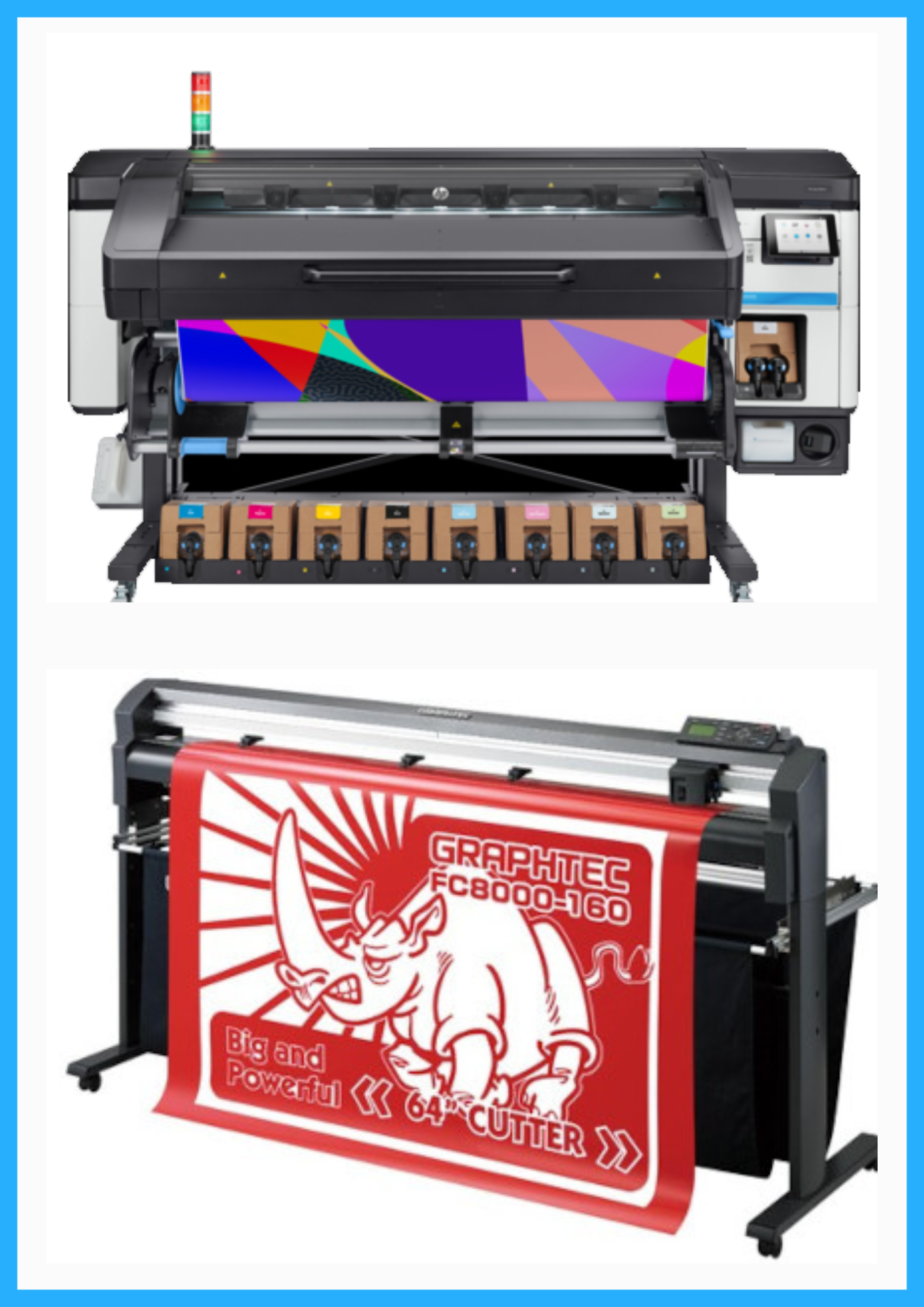 PAQUETE - Impresora HP Latex de 800 W y 64" de formato ancho - Reacondicionada (1 año de garantía) + Plotter de corte de vinilo Graphtec FC8000-160 de 64" - Reacondicionado (1 año de garantía)