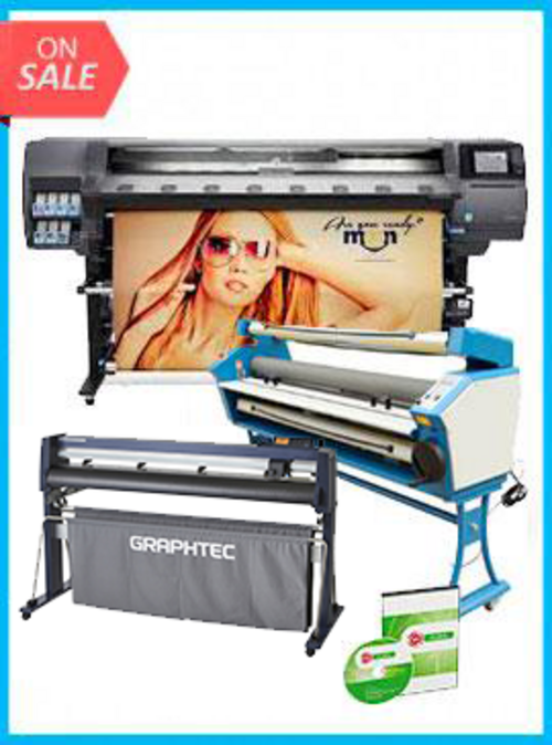 COMPLETE SOLUTION - HP Latex 360 64" Printer - Refurbished (90 Days, 1, 2, 3 or 4 Years Warranty) + Graphtec FC9000-160 64" (162.6 cm) Wide Cutter + 63" Full-auto Low Temp. Wide Format Cold Laminator, with Heat Assisted + Flexi RIP Software