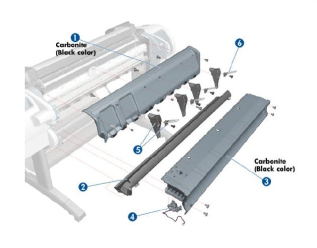 Conjunto de deflector trasero Mylar (CSR A) para la serie HP DesignJet T2300 (CN727-60094)