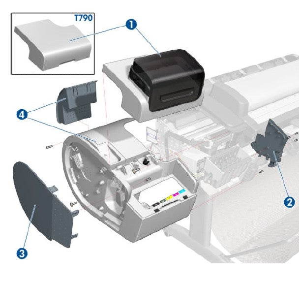 Puerta izquierda del cartucho de tinta para HP DesignJet serie Z2600, Z5600 (T0B51-67001)