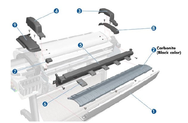 Cubierta del escáner (derecha) para la serie HP DesignJet T2300 (CN727-60058)