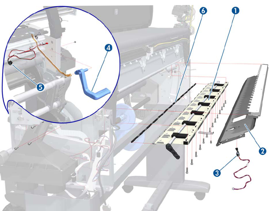 Conjunto de guía central (entrada de medios) - Para HP Designjet Z6200, D5800, L25500, L26100, L26500, Z6100, Z6600, Z6610, Z6800, Z6810 de 60 pulgadas (Q6652-60130) - Reacondicionado