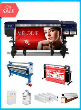 SOLUCIÓN COMPLETA - Epson Surecolor S80600 (reacondicionada) + Plotter de corte de vinilo Graphtec FC8600-160 de alto rendimiento de 64" + Laminadora en frío Ving de formato ancho de 63" mejorada + Kit de inicio