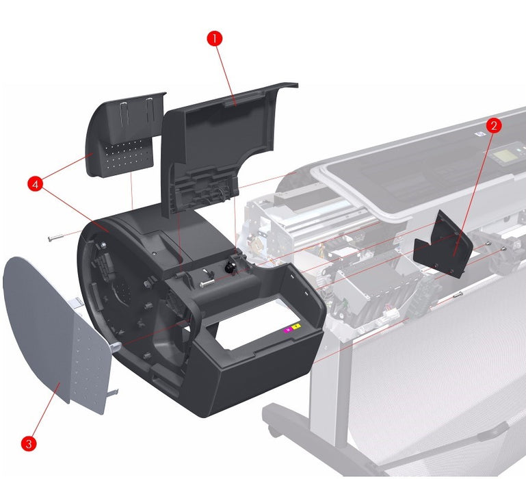 Cubierta izquierda para la serie HP DesignJet Z3100, Z3100ps, Z3200 (Q5669-60652)