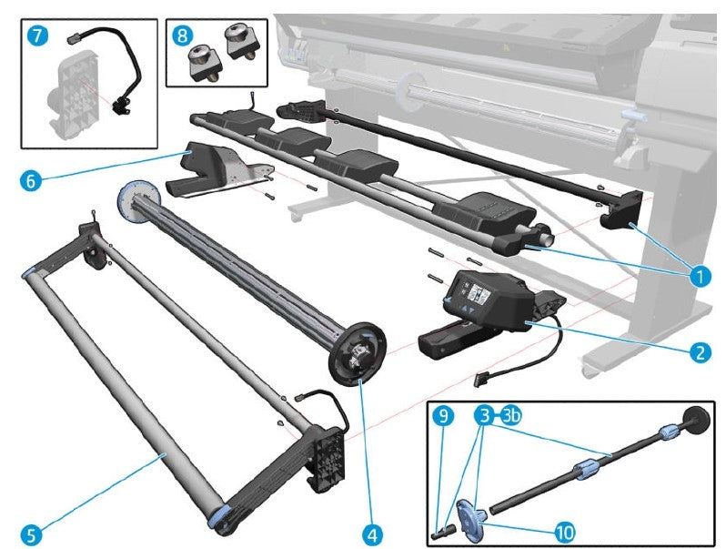 Eje de 2 pulgadas con adaptador de 64 pulgadas para HP Latex serie 330 y 335 (E2X76-67005)