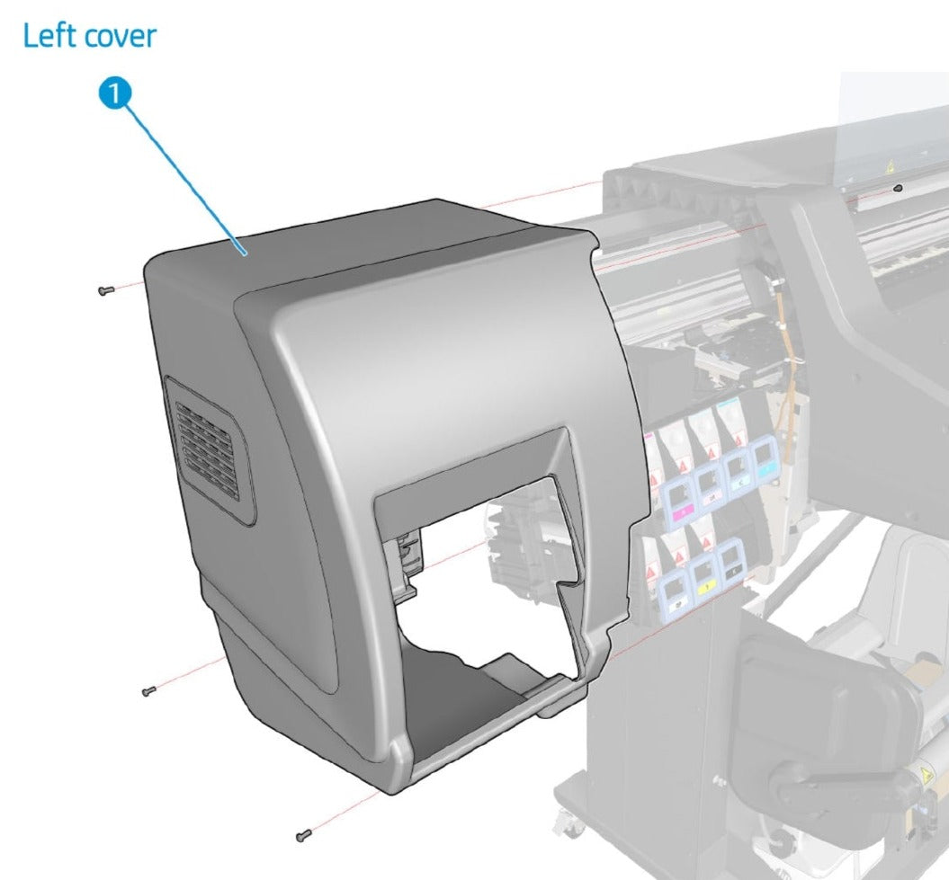 Cubierta izquierda anti-tormenta para HP Latex serie 560 (M0E29-67005) - Nueva