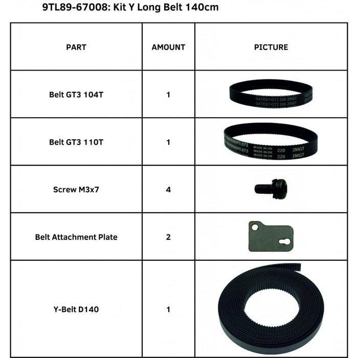 Kit SummaCut Y de correa larga de 140 cm para Summa S One Serie D140 (9TL89-67008)