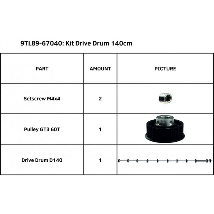 Kit de tambor de accionamiento Summa para Summa S One Serie D140 (9TL89-67040)