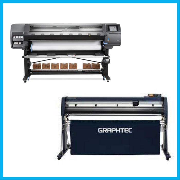 PAQUETE - Impresora HP Latex 370 de 64" - Reacondicionada (90 días, 1, 2, 3 o 4 años de garantía) + Cortadora Graphtec FC9000-160 de 64" de ancho - Reacondicionada (90 días, 1, 2, 3 o 4 años de garantía)