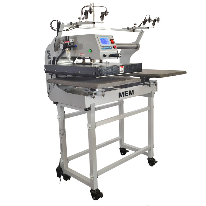 Prensa térmica neumática semiautomática de doble estación MEM de 220 V y 4 kW, de 20 x 24 pulgadas, con sistema de posicionamiento láser