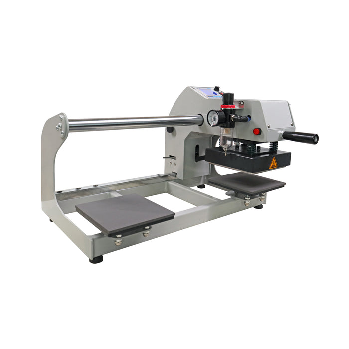Prensa térmica neumática semiautomática MEM de doble estación de 6" x 6" con sistema de posicionamiento láser