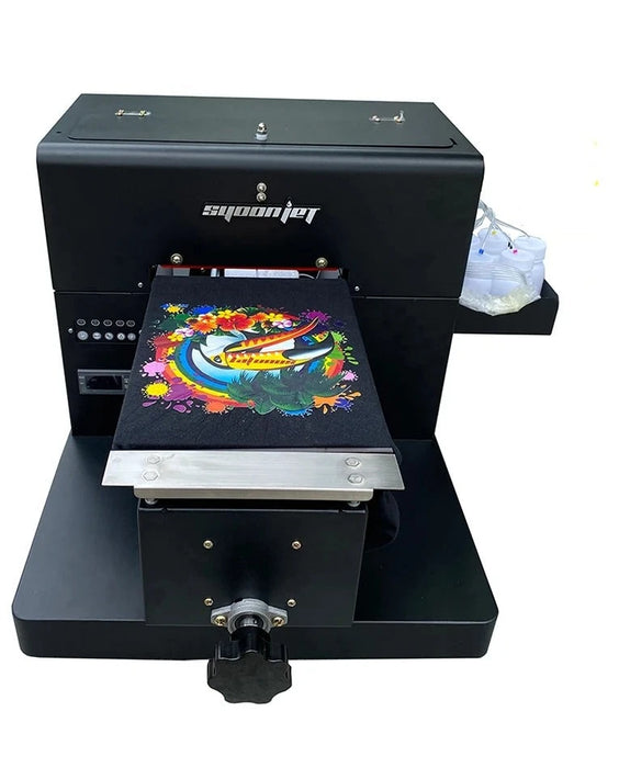 Impresora plana multifunción DTG A4. Máquina de impresión directa sobre prenda para camisetas oscuras, claras, fundas de teléfono, tarjetas de plástico.